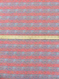 Dark Salmon/Teal/Pale Yellow/Multi Polyester/Lycra Ornate Horizontal Stripe Print ITY Knit 59W