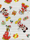 White/Red/Black/Multi 100% Cotton Mickey & Friends Christmas Stripe Print Quilt Weight Woven 44W