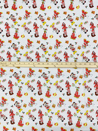 White/Red/Black/Multi 100% Cotton Mickey & Friends Christmas Stripe Print Quilt Weight Woven 44W