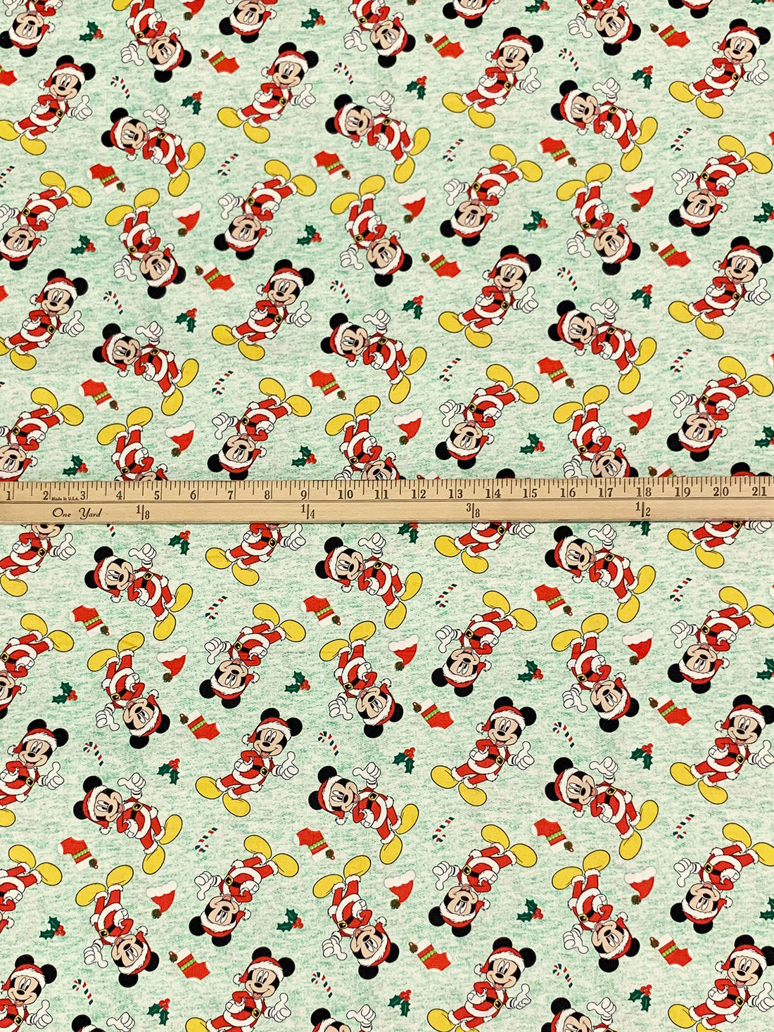 Red/White/Yellow/Multi 100% Cotton Mickey & Minnie Christmas Heather Print Quilt Weight Woven 44W