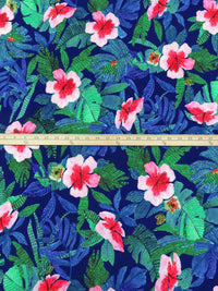 Jade/Midnight Blue/Pale Pink/Multi Polyester/Lycra Abstract Tropical Print ITY Knit 58W