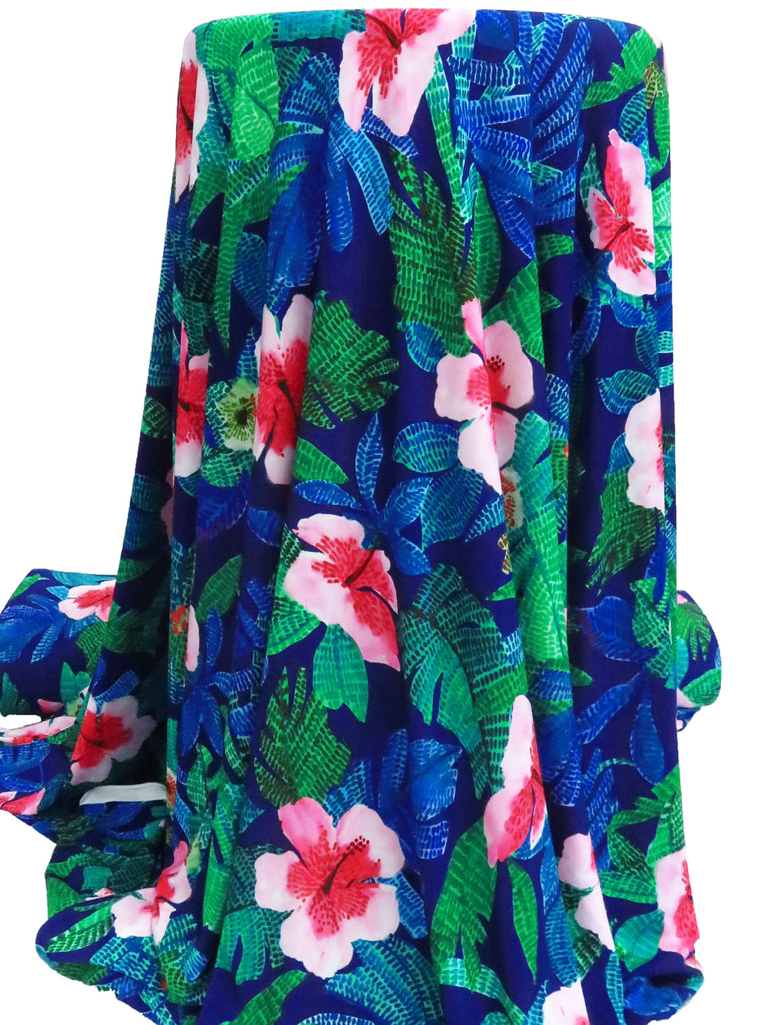 Jade/Midnight Blue/Pale Pink/Multi Polyester/Lycra Abstract Tropical Print ITY Knit 58W