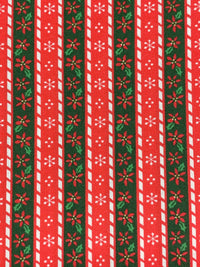 Scarlet/Deep Holly/White 100% Cotton Vertical Christmas Stripe Print Quilt Weight Woven 43W