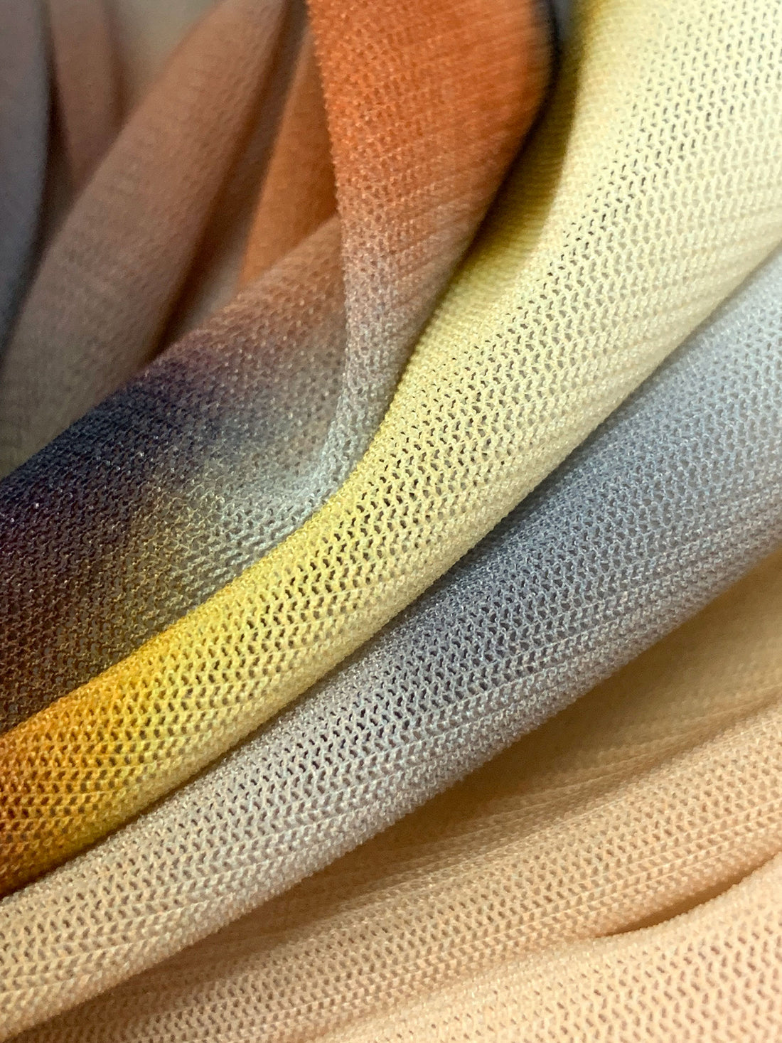 Maize/Rust/Off-White/Multi Nylon/Lycra Abstract Print Mesh Knit - Luxe Resort Designer - 63W