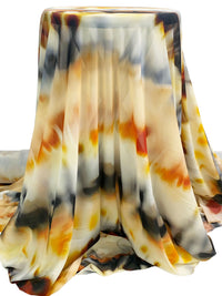 Maize/Rust/Off-White/Multi Nylon/Lycra Abstract Print Mesh Knit - Luxe Resort Designer - 63W
