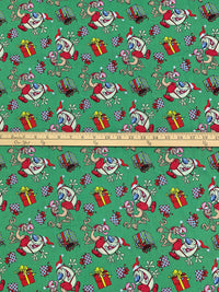 Medium Sea Green/Regal Red/Light Steel Blue/Multi 100% Cotton Ren & Stimpy Holiday Christmas Print Quilt Weight Woven 43W