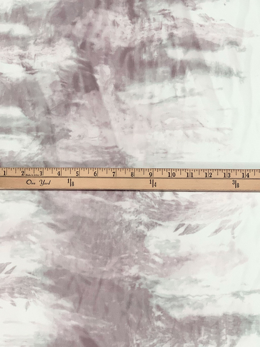 Off-White/Mauve Purple/Dark Gray Nylon/Lycra Abstract Print Mesh Netting - Luxe Resort Designer - 61W
