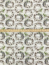 Cloud White/Fern Green/Coffee Brown 100% Cotton Wreaths On Board Print Quilt Weight Woven 43W