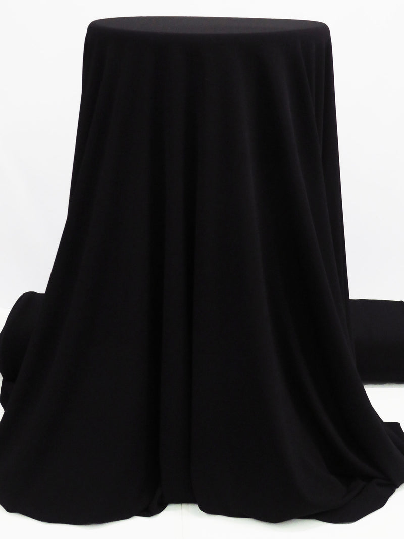 Black Polyester/Lycra ITY Knit - Famous Dress Designer - 58W