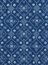 Sapphire/White/Aqua Green 100% Rayon Dotted Medallion Print Challis 54W