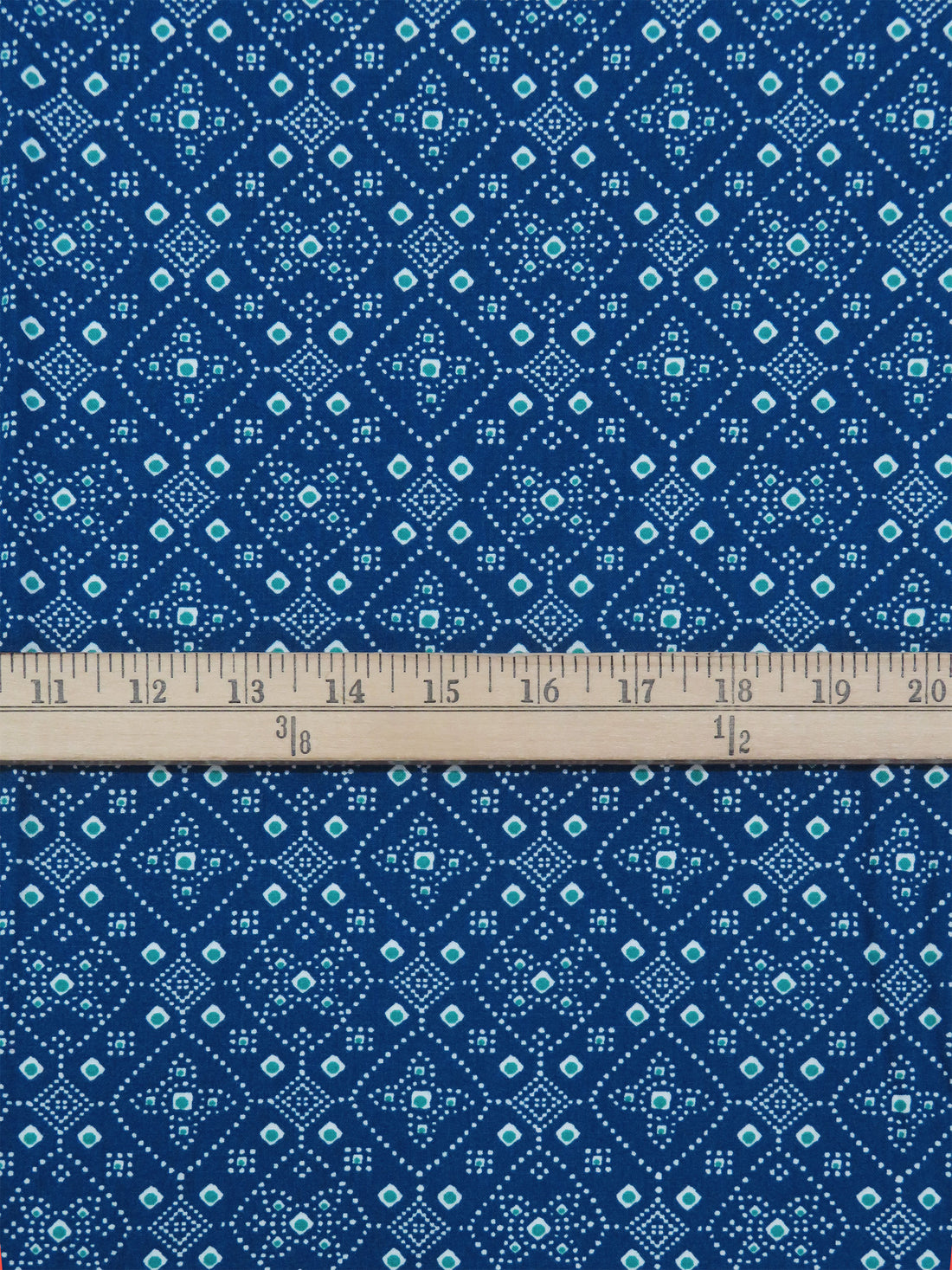 Sapphire/White/Aqua Green 100% Rayon Dotted Medallion Print Challis 54W