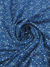 Sapphire/White/Aqua Green 100% Rayon Dotted Medallion Print Challis 54W