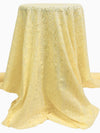 Straw Yellow 100% Cotton Double Scalloped Border Embroidered Ornate Abstract Eyelet Voile - NY Designer - 41W