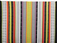 Black/White/Maize/Multi Polyester/Lycra Mirrored Circle Vertical Stripe Print DTY Knit 60W