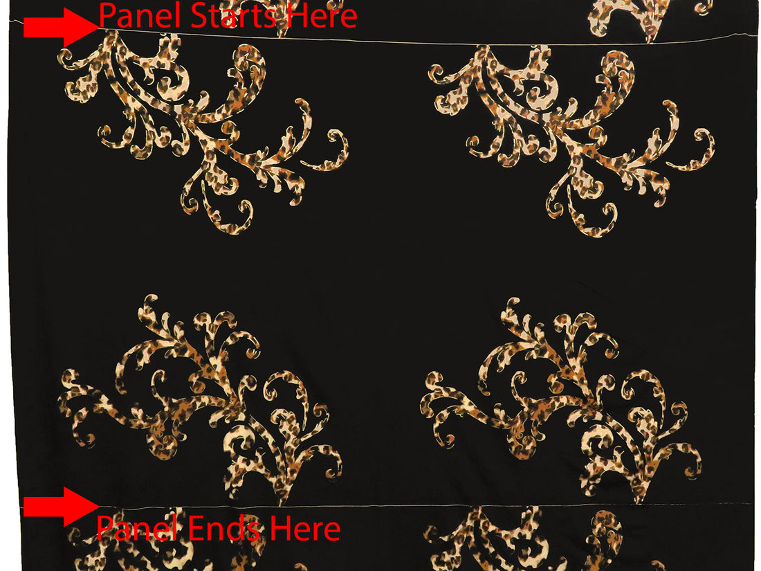 SOLD BY THE PANEL ONLY - Black/Windsor Tan/Sand/Multi Polyester/Lycra Scrollwork Print ITY Knit 58W