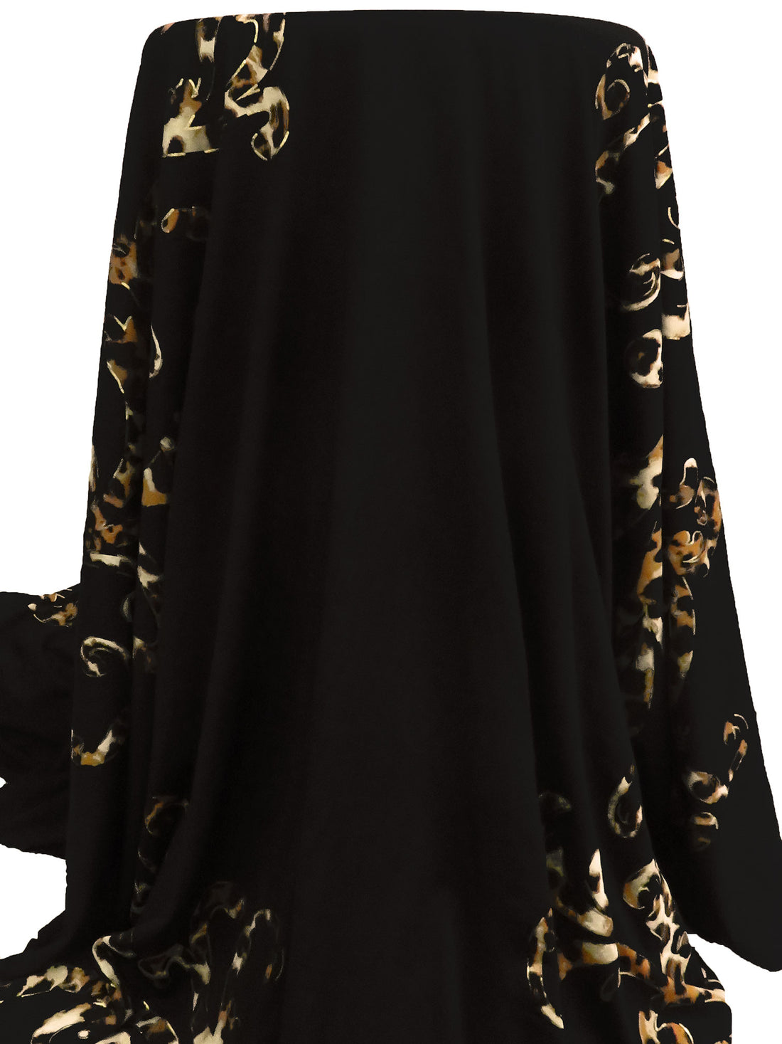 SOLD BY THE PANEL ONLY - Black/Windsor Tan/Sand/Multi Polyester/Lycra Scrollwork Print ITY Knit 58W