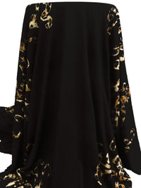 SOLD BY THE PANEL ONLY - Black/Windsor Tan/Sand/Multi Polyester/Lycra Scrollwork Print ITY Knit 58W