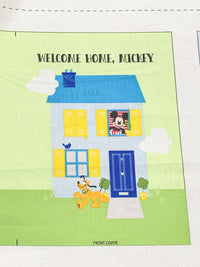 SOLD BY THE PANEL ONLY - Soft Yellow/Sky Blue/Black/Multi 100% Cotton Mickey & Friends Softbook Print Quilt Weight Woven 43W