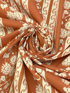 Brown Sugar/Eggshell 100% Cotton Vertical Stylized Stripe Print Lawn 58W
