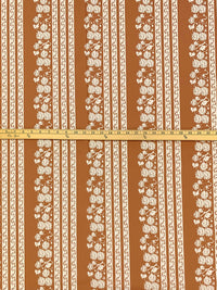 Brown Sugar/Eggshell 100% Cotton Vertical Stylized Stripe Print Lawn 58W