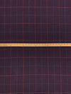 Navy/Claret/Golden Brown/Teal 100% Silk Windowpane Plaid Suiting - NY Designer - 60W