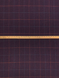 Navy/Claret/Golden Brown/Teal 100% Silk Windowpane Plaid Suiting - NY Designer - 60W