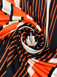 Moss Green/Pumpkin/Black Polyester/Lycra Large Vertical Stripe Print DTY Knit 61W