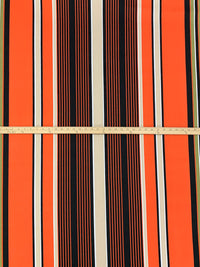 Moss Green/Pumpkin/Black Polyester/Lycra Large Vertical Stripe Print DTY Knit 61W