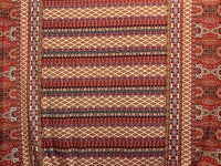 Scarlet/Cadet Blue/Off-White/Multi Polyester/Lycra Double Border Large Ornate Print DTY Knit 60W