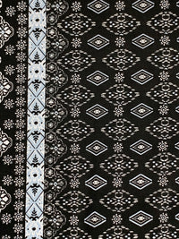 Black/Vista Blue/White Polyester/Lycra Double Border Stylized Medallion Print ITY Knit 60W