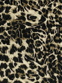 Wheat/Raw Umber/Black 100% Polyester Animal Velvet-Look Burnout On Mesh - Luxe Resort Designer - 60W