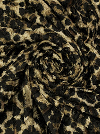 Wheat/Raw Umber/Black 100% Polyester Animal Velvet-Look Burnout On Mesh - Luxe Resort Designer - 60W