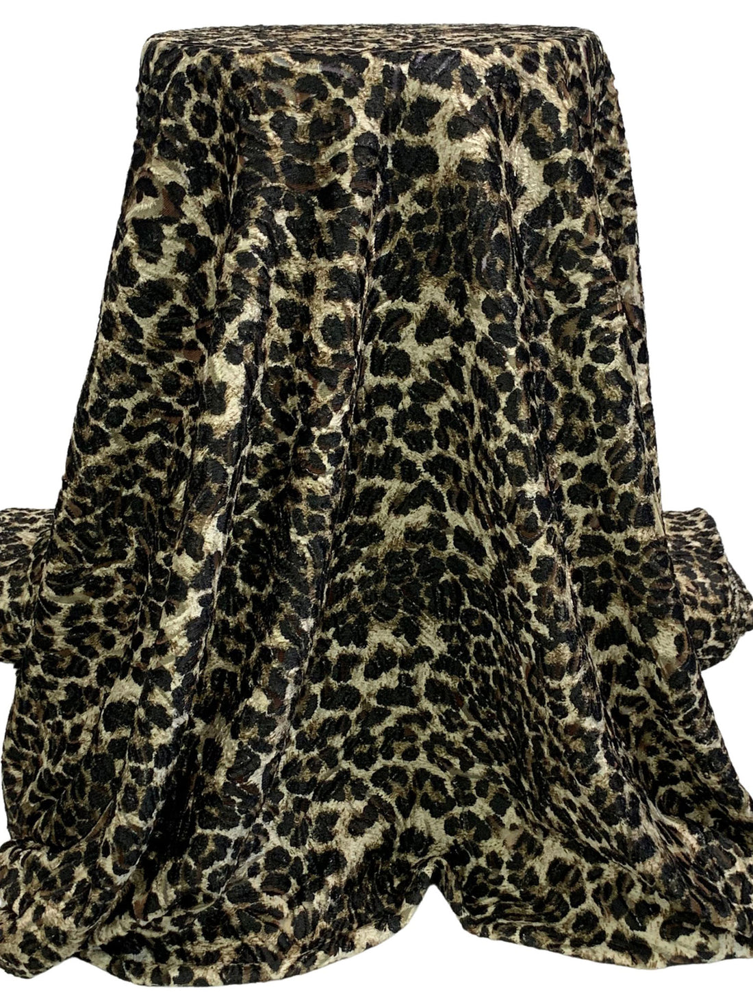 Wheat/Raw Umber/Black 100% Polyester Animal Velvet-Look Burnout On Mesh - Luxe Resort Designer - 60W