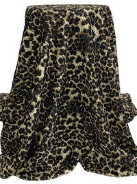 Wheat/Raw Umber/Black 100% Polyester Animal Velvet-Look Burnout On Mesh - Luxe Resort Designer - 60W