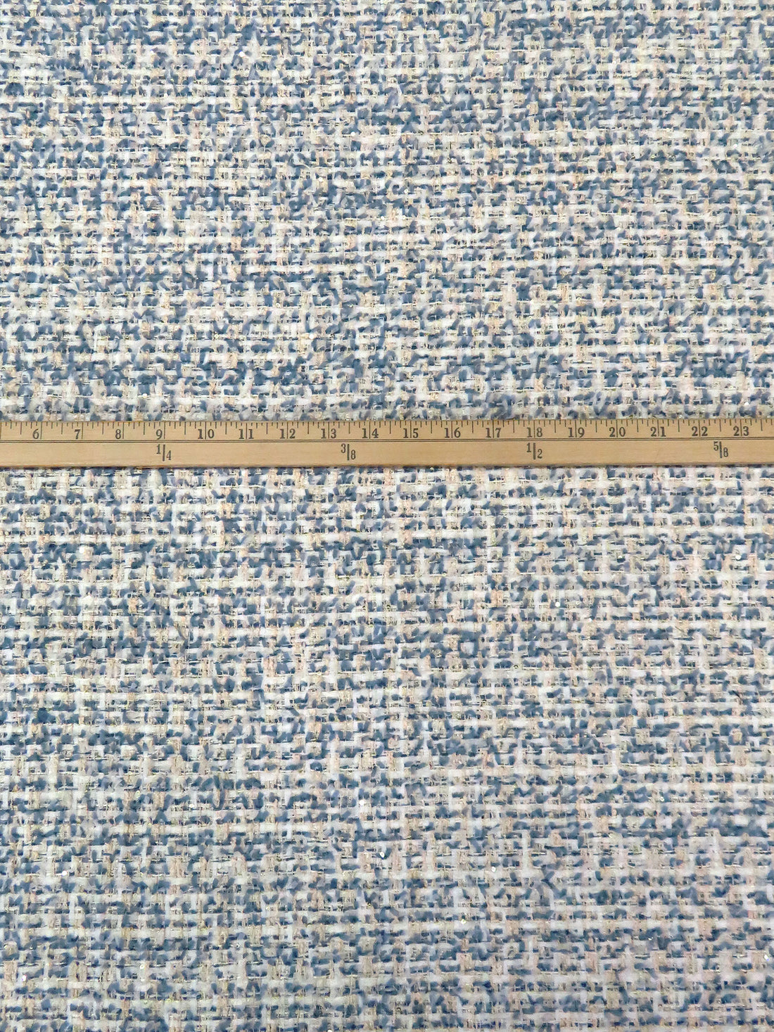 Dark Queen Blue/Cream/White Polyester/Nylon Novelty Weave With Sequins Boucle Suiting - Luxe Resort Designer - 59W