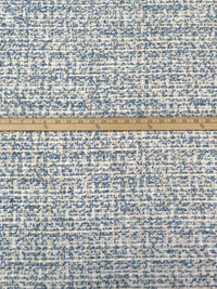 Dark Queen Blue/Cream/White Polyester/Nylon Novelty Weave With Sequins Boucle Suiting - Luxe Resort Designer - 59W
