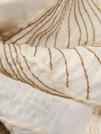 Off-White/Natural/Light Taupe Rayon/Linen Floral Embroidered Shirt Weight Woven - Luxe Resort Designer - 51W