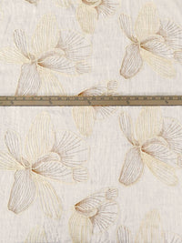 Off-White/Natural/Light Taupe Rayon/Linen Floral Embroidered Shirt Weight Woven - Luxe Resort Designer - 51W