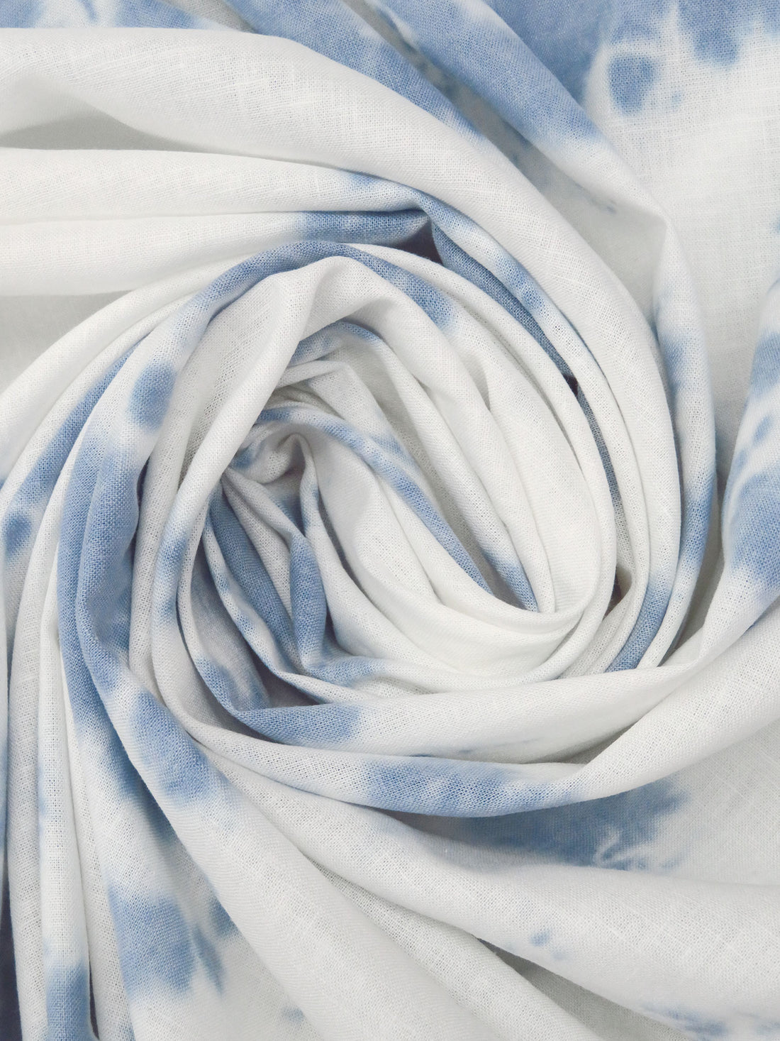 White/Pewter Blue Linen/Rayon Tie-Dye Shirt Weight Woven - Luxe Resort Designer - 54W