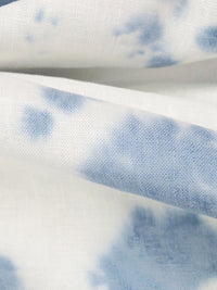 White/Pewter Blue Linen/Rayon Tie-Dye Shirt Weight Woven - Luxe Resort Designer - 54W