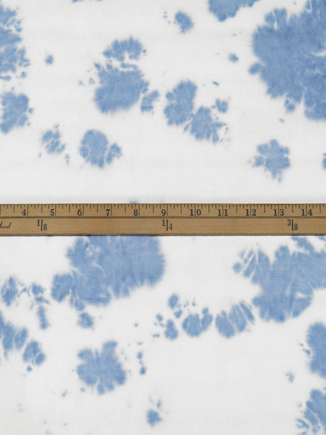 White/Pewter Blue Linen/Rayon Tie-Dye Shirt Weight Woven - Luxe Resort Designer - 54W