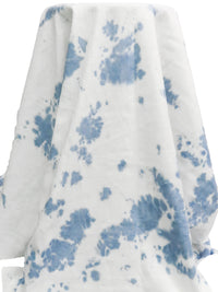 White/Pewter Blue Linen/Rayon Tie-Dye Shirt Weight Woven - Luxe Resort Designer - 54W