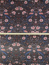 Midnight Espresso Brown/Cherry Pink/Dark Lapis/Multi 100% Rayon Ornate Floral Print Satin-Faced Blouse Weight Woven - LA Designer - 56W