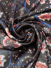 Midnight Espresso Brown/Cherry Pink/Dark Lapis/Multi 100% Rayon Ornate Floral Print Satin-Faced Blouse Weight Woven - LA Designer - 56W