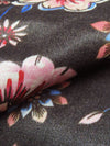 Midnight Espresso Brown/Cherry Pink/Dark Lapis/Multi 100% Rayon Ornate Floral Print Satin-Faced Blouse Weight Woven - LA Designer - 56W