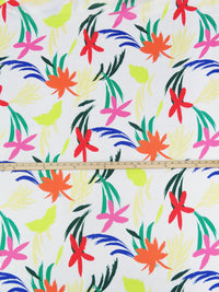 White/Cobalt/Irish Green/Multi 100% Rayon Retro Floral Print Voile - LA Designer - 54W
