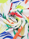 White/Cobalt/Irish Green/Multi 100% Rayon Retro Floral Print Voile - LA Designer - 54W
