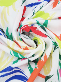 White/Cobalt/Irish Green/Multi 100% Rayon Retro Floral Print Voile - LA Designer - 54W