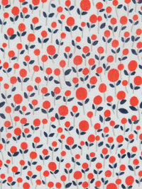 Scarlet/Dark Lapis Blue/White/Steel Gray 100% Cotton Tony Floral Print Voile - LA Designer - 58W