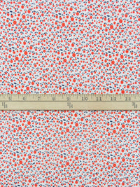 Scarlet/Dark Lapis Blue/White/Steel Gray 100% Cotton Tony Floral Print Voile - LA Designer - 58W